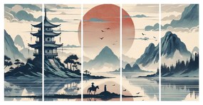 Tablou 5-piese seară liniștită în Japonia