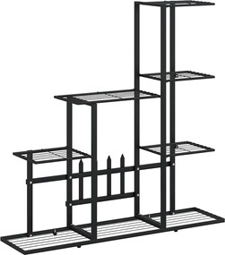 vidaXL Suport pentru flori, 94,5x25x88 cm, negru, metal