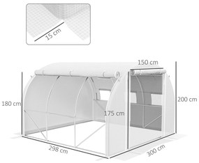 Outsunny Sera Tunel 3x3 m cu Ușă și 6 Ferestre, 2 Părți Laterale Ruleabile, din Oțel și Prelată PE, pentru Grădinărit | Aosom Romania