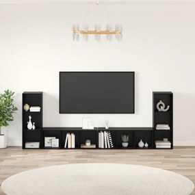 vidaXL Cabinet TV cu raft cu depozitare 4 pcs Stejar negru 37 x 35 x 107.5 cm