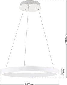Lustra LED circulara iluminat sus si jos KOLK alb 60cm