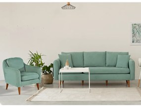 Set Canapea si Fotoliu, Lemn Solid, Sofia, 2 Piese, Verde Fistic