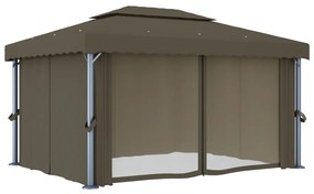 Pavilion cu perdea, gri taupe, 4x3 m, aluminiu