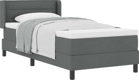 vidaXL Pat cu arcuri cu saltea Gri închis 200 x 90 cm țesătură