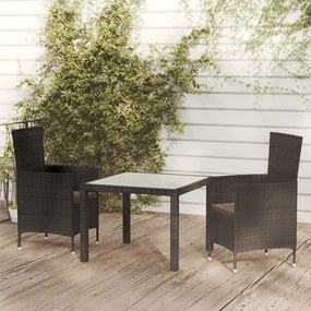 3094865 vidaXL Set mobilier de exterior cu perne, 3 piese, negru, poliratan