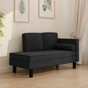 340709 vidaXL Șezlong cu perne și suport, negru, catifea