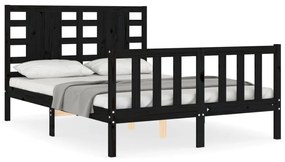 3192815 vidaXL Cadru de pat cu tăblie, negru, 120x200 cm, lemn masiv