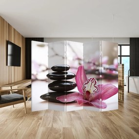 Paravan - Pietre pentru masaj și orhidee (210x170 cm)