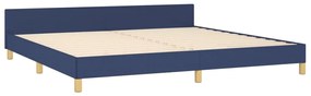 Cadru de pat cu tablie, albastru, 200x200 cm, textil Albastru, 200 x 200 cm, Design cu nasturi