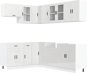 vidaXL Set dulap de bucătărie 11 piese „Porto” alb lucios Lemn