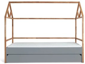 Pat copii casuta Lotta gri 90x200 cm