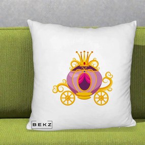 Perna Decorativa Trasura Regala Aurie, 40x40 cm, Alb Pufos, Husa Detasabila, Perna Inclusa, BEKZ®