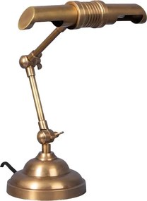 Lampă de birou din alamă antichizată, cu braț articulat, finisaj vintage, 51×30 cm, „Banco"