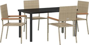vidaXL Set de masă pentru grădină cu pernă 5 pcs Bej poliratan