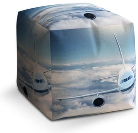 Taburet Cube avion printre nori, albastru