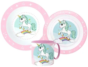 Unicorn Set de masă Range, set de plastic micro cu cană de 265 ml