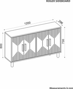 Consola, Hanah Home, Roger, 120x73.6x29.6 cm, Stejar Safir
