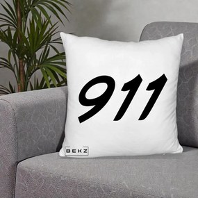Perna Personalizata 911 Bold, 40x40 cm, Alb Pufos, Husa Detasabila, Perna Inclusa, BEKZ®