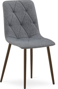 Scaun Bucatarie/Dining Fido Picioare Finisaj Lemn Culoare Nuc, Textil Gri