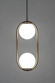 Lustra design miminalist, Metal auriu, Glob Sticla, AURELIA Double