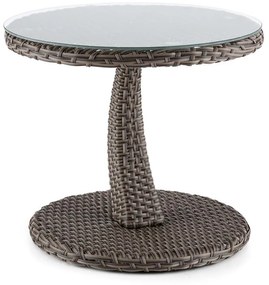 Tabula, masă, 50 cm, sticlă, poliuretan, aluminiu, maro