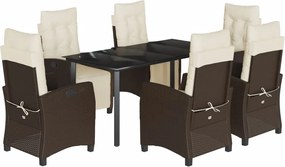 vidaXL Set mobilier de grădină cu perne, 7 piese, maro, poliratan
