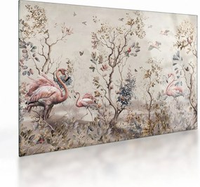 Tablou pe sticlă - Desen de flamingo (70x50 cm)