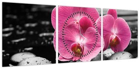 Tablou - Orhidee roz (cu ceas) (90x30 cm)