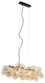 Lampă suspendată de design neagră cu sticlă chihlimbar 8 lumini - Uvas
