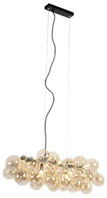 Lampă suspendată de design neagră cu sticlă chihlimbar 8 lumini - Uvas