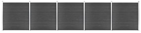 vidaXL Set de panouri de gard ,WPC , 872x186 cm, negru