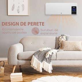 HOMCOM Incalzitor electric de perete cu 2 setari de caldura, oscilatie, temporizator, temperatura reglabila | AOSOM RO