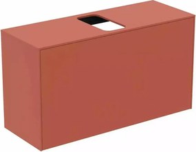 Dulap baza suspendat Ideal Standard Atelier Conca 1 sertar si blat cu decupaj central 100 cm rosu - oranj mat