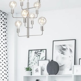 Lustră pe lanț ORLANDO 8xE27/60W/230V argintie