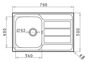Chiuvetă de bucătărie Pyramis 100178701 ATHENA 79x50 cm satin