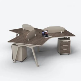 Birou operational , statie de lucru cu 3 posturi si dulapuri integrate mobile ,design modern și elegant ,calitate premium , dimensiuni 1000*1000*750 (dimensiunea unui singur birou)