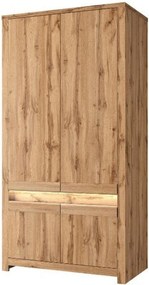 Dulap CLOVER, stejar wotan, PAL laminat, cu 4 usi, 106x60x210 cm