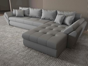 Colțar extensibil dumonde cu ladă de depozitare si sezut confortabil din spuma high-density, Loana XL Enjoy Gri II 335x185 cm