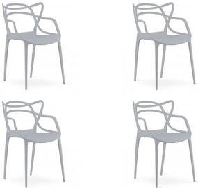 Set 4 bucati scaune din plastic KATO gri deschis