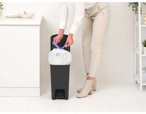 Coș cu pedală Brabantia StepUp 1008479, 16 L, Materiale ecologice, Deschidere mare, Gri închis