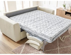 Canapea crem extensibilă cu tapițerie din catifea reiată 225 cm Augustin – Bobochic Paris