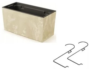 Jardiniera decorativa, suport metalic, crem, 39.5x18.5x19.5 cm, Urbi Case Beton Effect W
