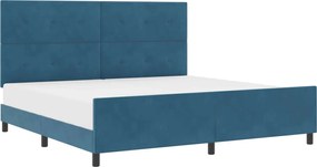 vidaXL Pat cu arcuri cu headboard Albastru închis 200 x 200 cm Catifea