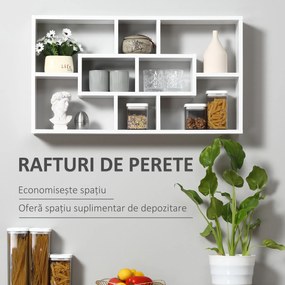 HOMCOM Bibliotecă Modernă de Perete, Rafturi Spatioase, 85x47.5x14.5 cm, Alb | Aosom Romania