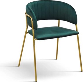 Set 2 scaune Milano, structura metalica aurie, catifea - STANDARD - AURIU - VERDE INCHIS - CATIFEA