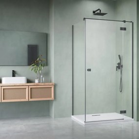 Cabina de dus dreptunghiulara cu usa batanta Radaway Essenza KDJ 120x75 cm finisaj GunMetal periat-transparent dreapta