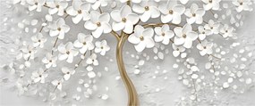 Tablou cu copac alb cu flori (120x50 cm)