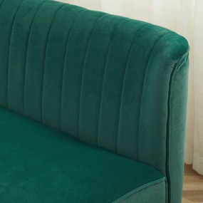 HOMCOM Canapea design retro 2 locuri, picioare din lemn, 117 cm x 56,5 cm x 77 cm, Verde închis | Aosom Romania