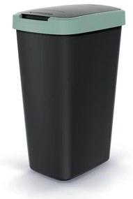 Coș de gunoi cu capac colorat, 45 l, verde/negru