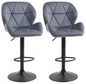 HOMCOM, set 2 scaune de bar, rotative, inaltime reglabila, gri | Aosom Ro